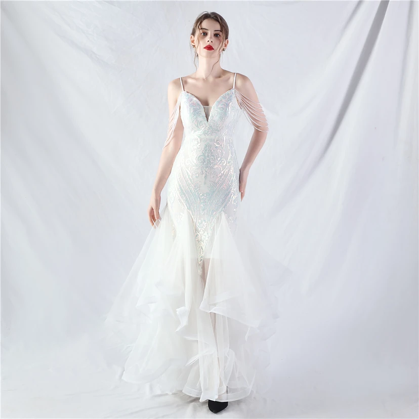 Handgefertigte Perlen, festes Netz, Positionierungsblumenperlen, Spleißnetz, heißes Tanz-Feier-Performance-Kleid view 12
