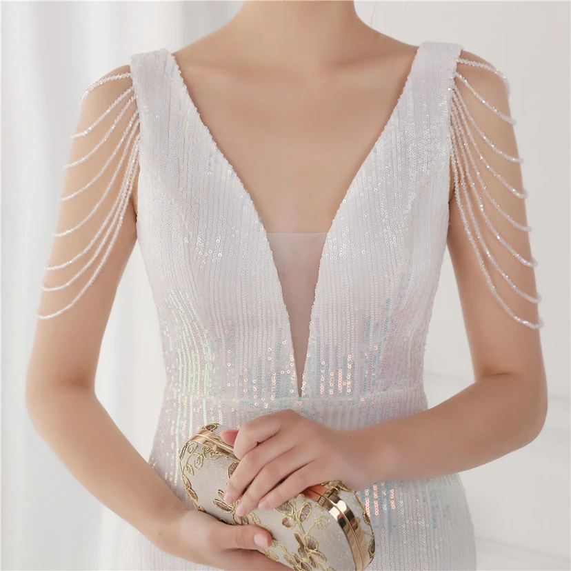 Vestido largo de lentejuelas con cola de pez, ideal para eventos, banquetes, eventos de celebridades y eventos de moda. Vestido de noche con etiqueta para modelos de automóviles. view 26