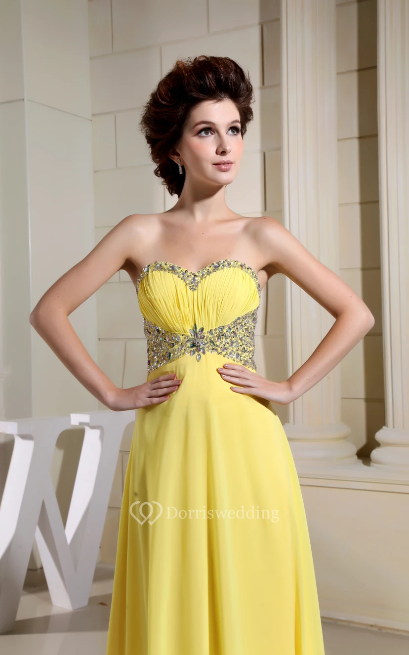 Adorable Chiffon Maxi Dress With Ruching and Beading view 4