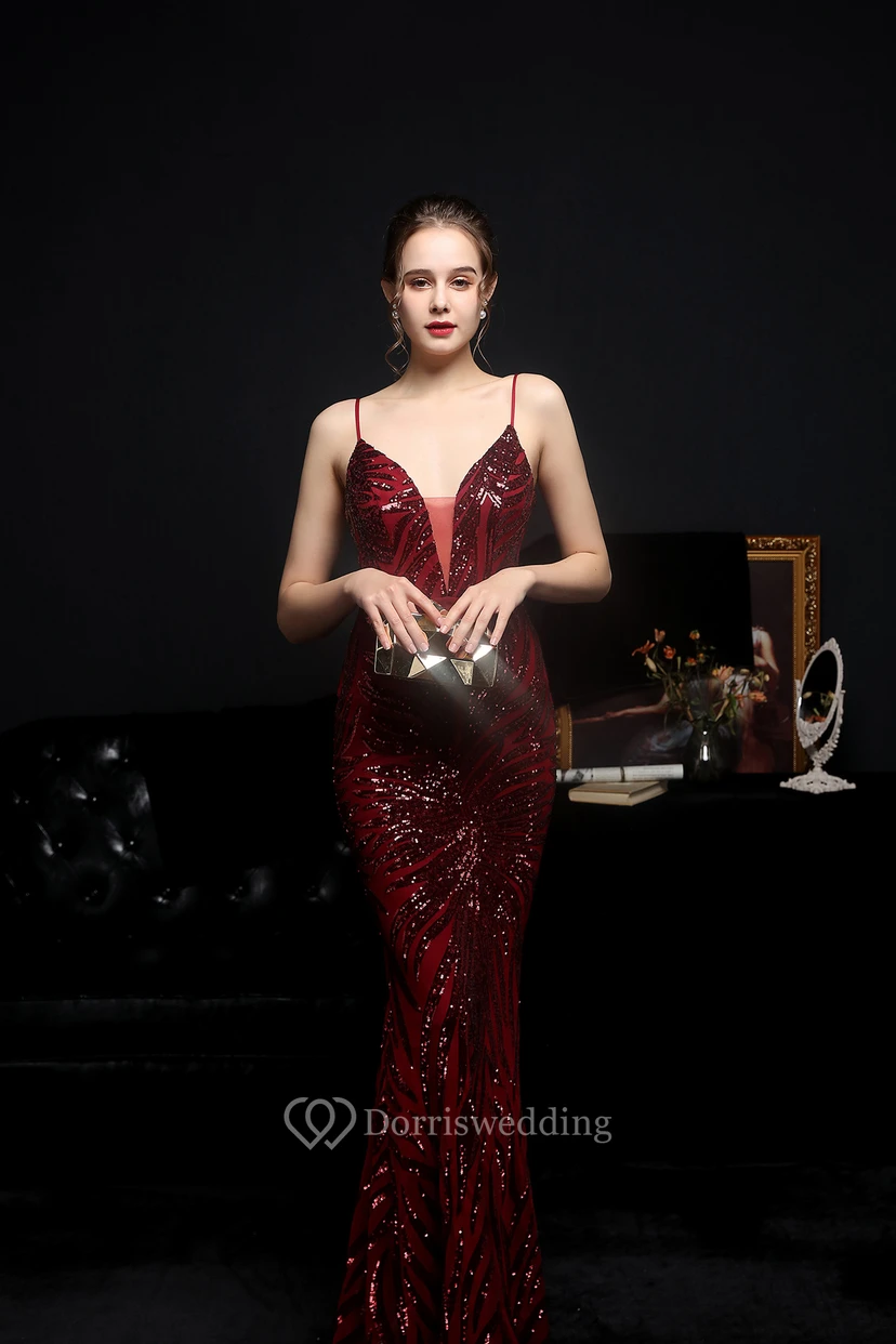 Sequined Fishtail Long Dress Performance Internet Celebrity Event Banquet Car Model Etiquette Evening Dress view 5