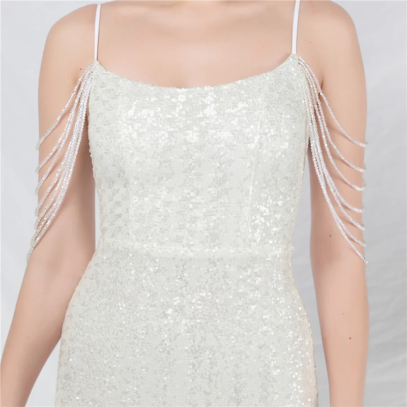 Robe de soirée longue à sequins et perles fantaisie view 54