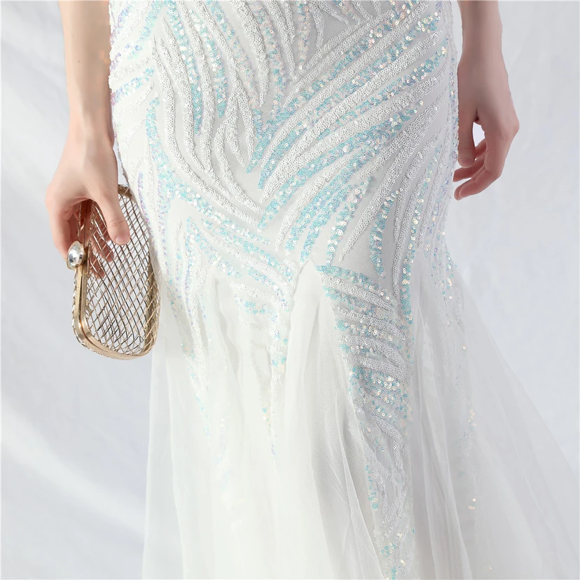 Layered Beads Spliced ​​Mesh High-End Evening Dress view 20