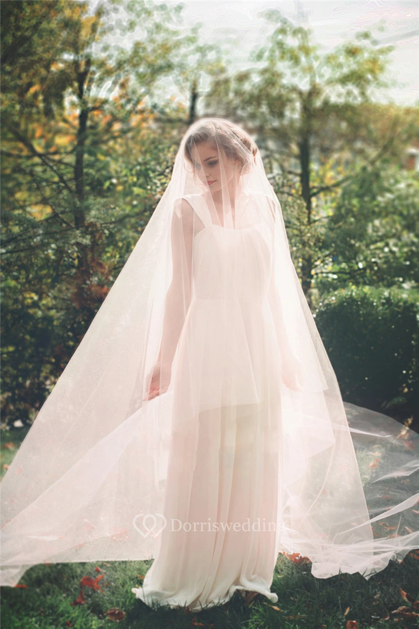 New Simple Widened Long White Soft Tulle Bridal Veil  view 2