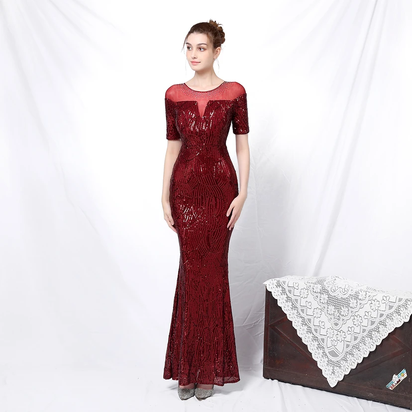 Elegantes, langärmeliges Paillettenkleid im Meerjungfrauenstil mit Meerjungfrauenschnitt – ein echter Hingucker! view 11