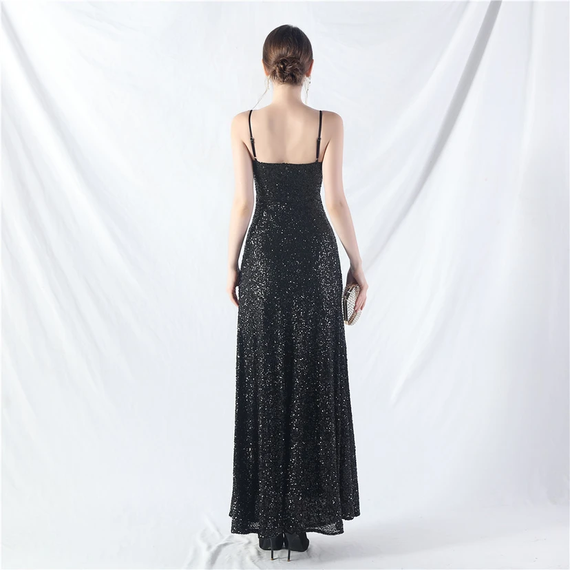 Robe longue trapèze évasée à paillettes, modèle phare du quotidien view 33