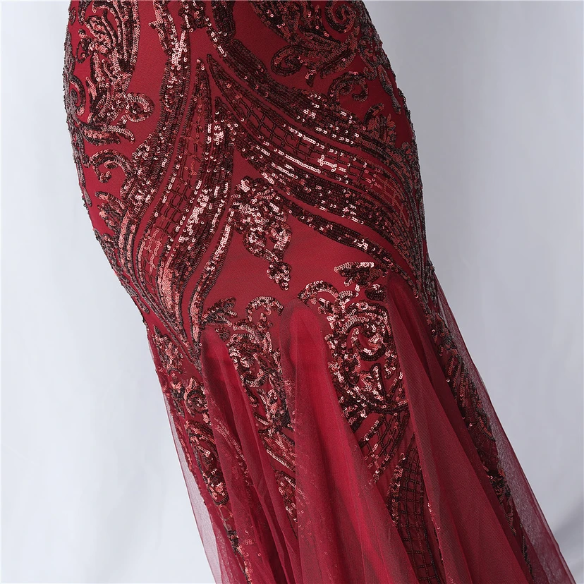 Positionierung Blumenschnitt Netz Pailletten Hochzeitsdinner Toast Party Abendkleid view 18