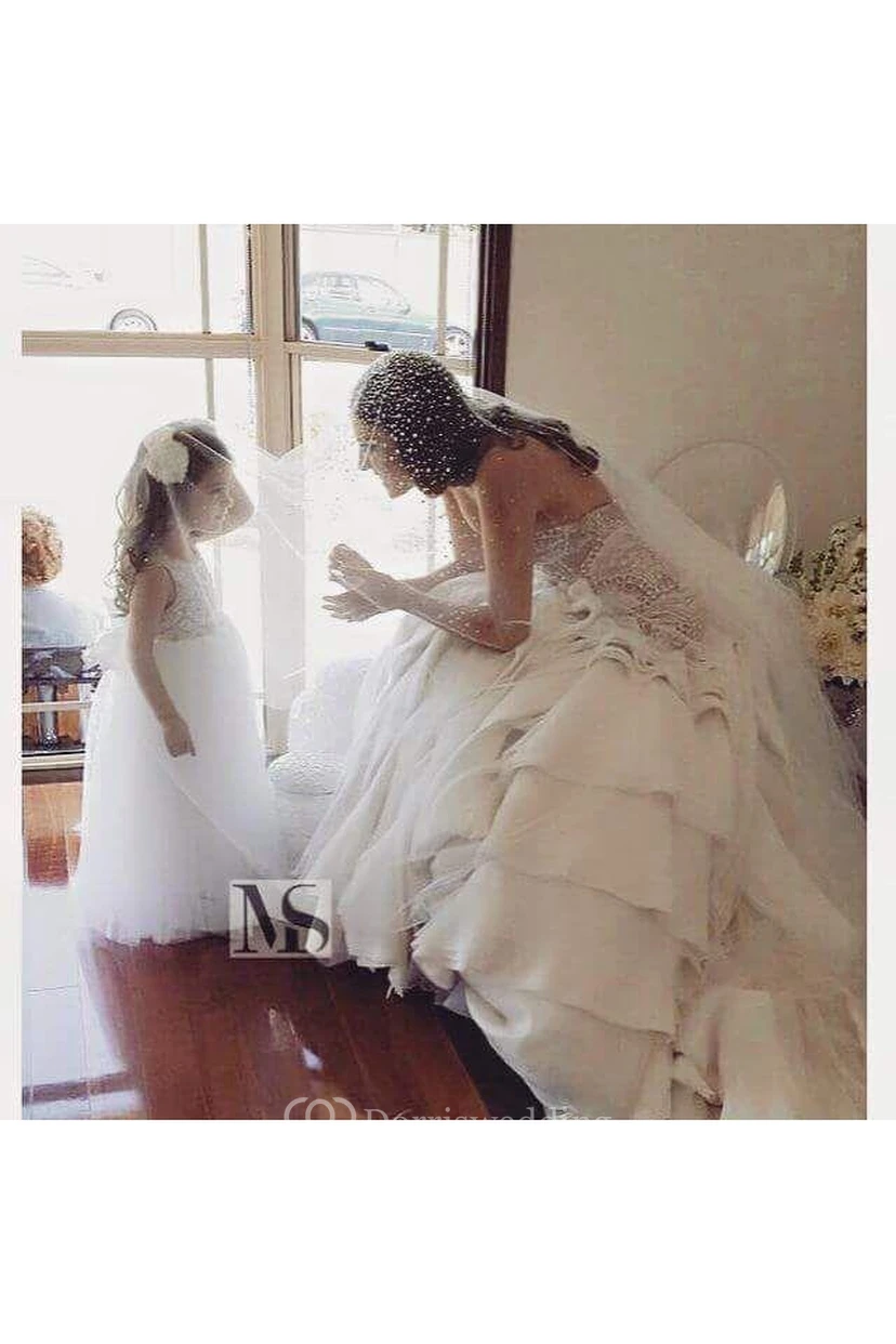 Delicate Sweetheart Sleeveless Wedding Dress With Beadings Ruffles view 3