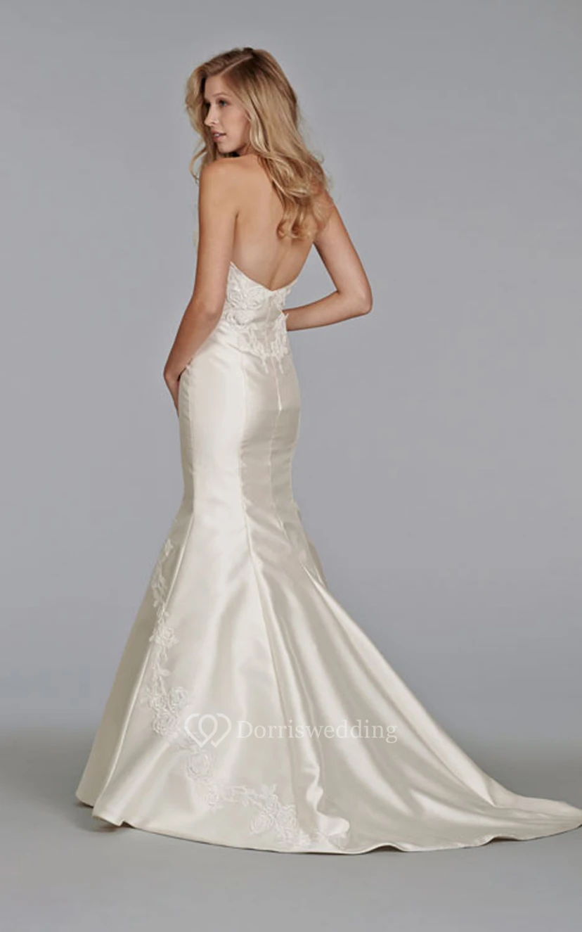 Captivating Sweetheart Neckline Fit and Flare Dress With Lace Appliques view 2