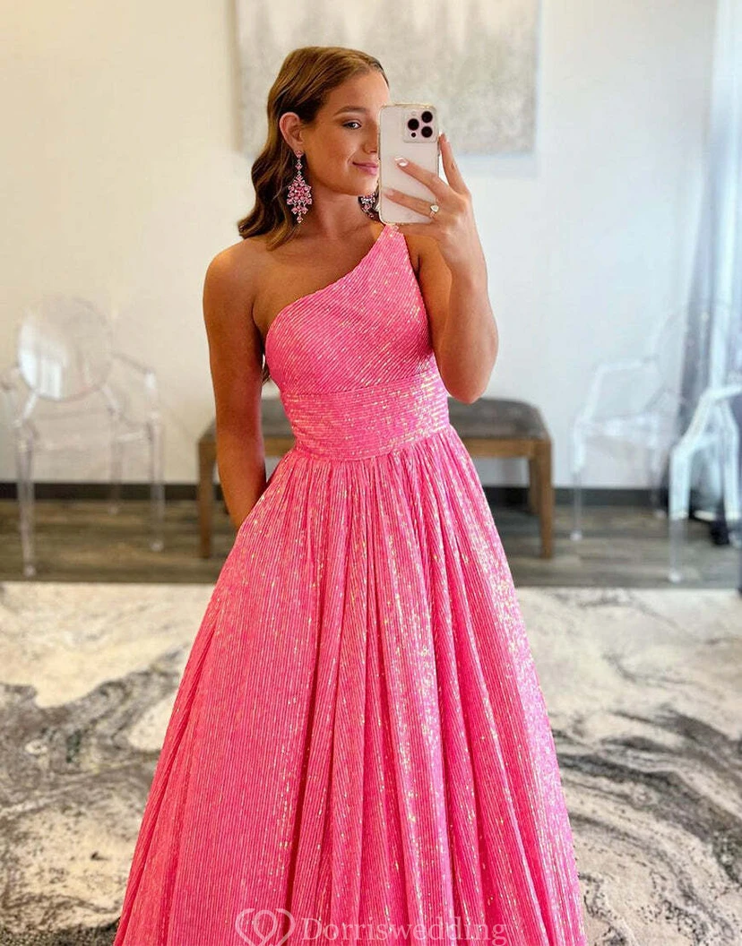 Pinkfarbenes, schulterfreies Ballkleid view 2