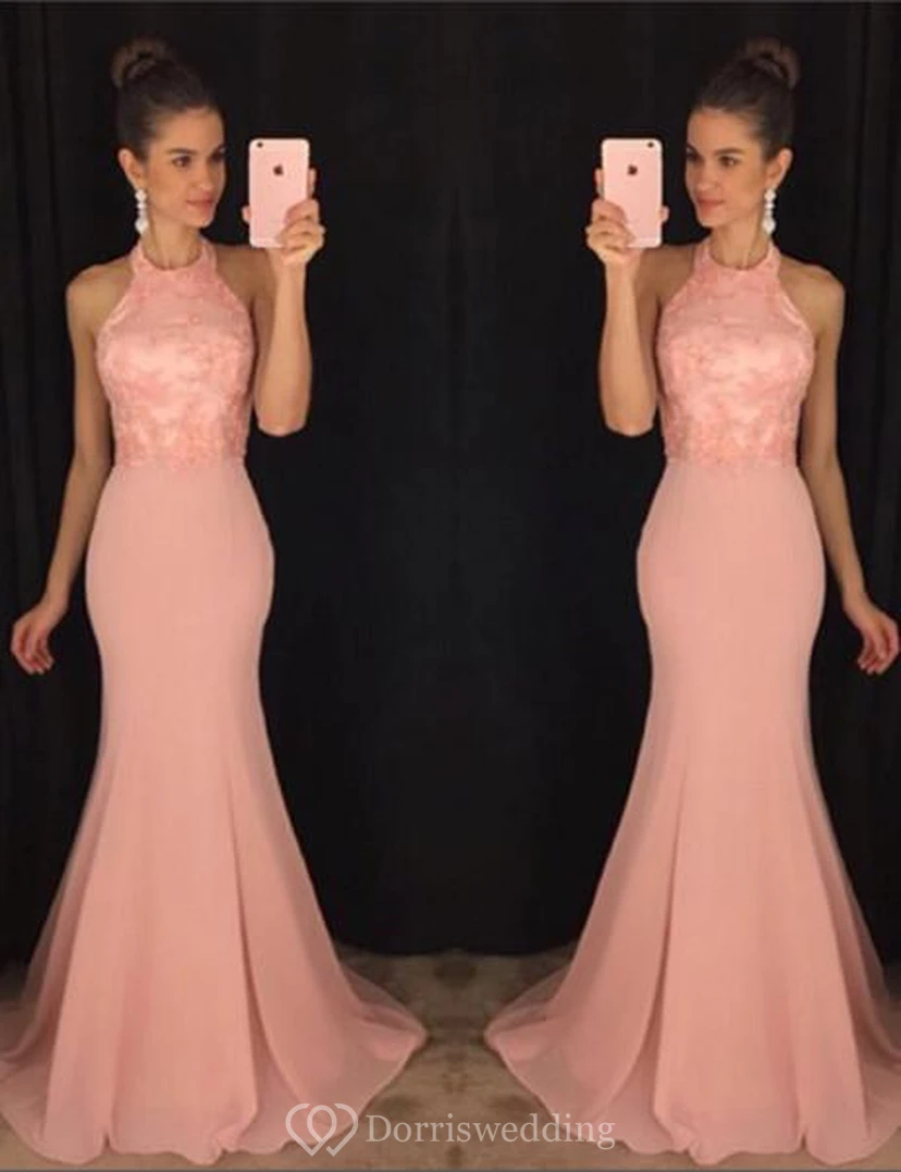 Robe de bal sirène sexy dos nu en dentelle avec traîne
