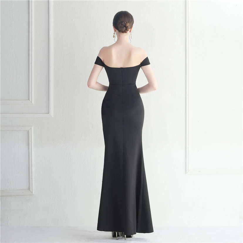 Cross-Border Supply schulterfreies, einseitig schulterfreies Kleid mit Schlitz für Nachtclub, Hochzeit oder Abendessen view 40