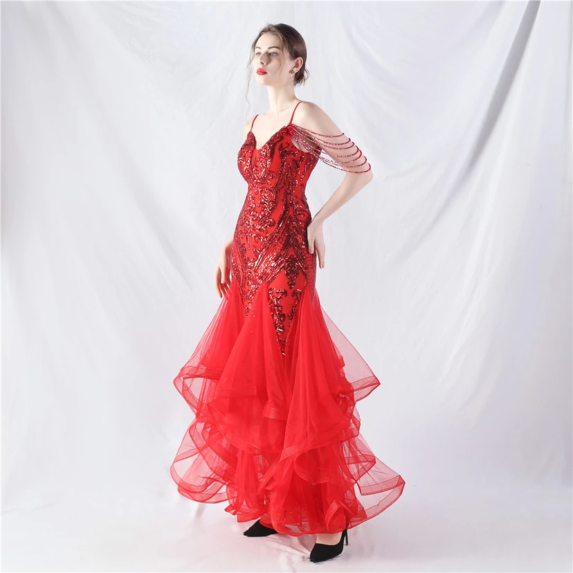 Handgefertigte Perlen, festes Netz, Positionierungsblumenperlen, Spleißnetz, heißes Tanz-Feier-Performance-Kleid view 33