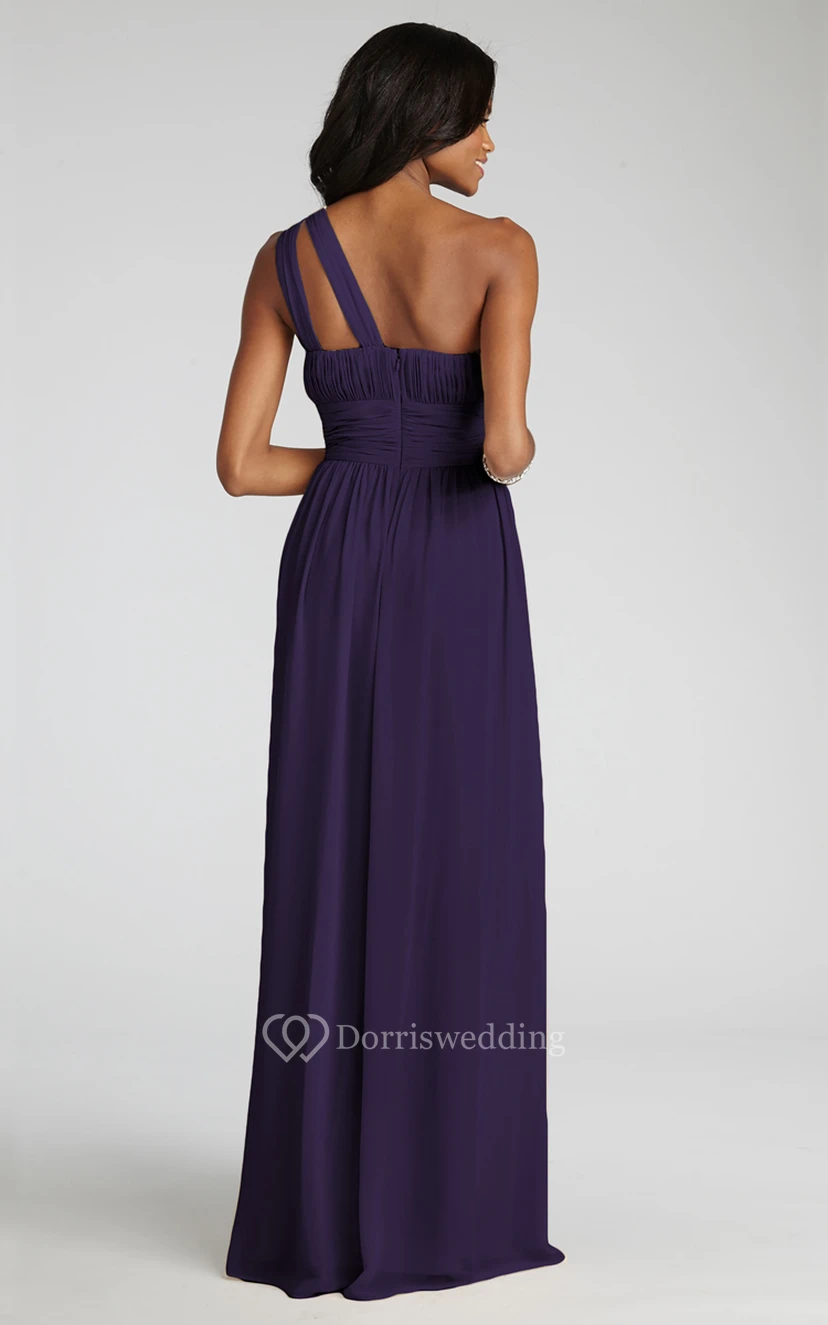 Long-Chiffon Modern One-Shoulder Dress With Ruching view 29