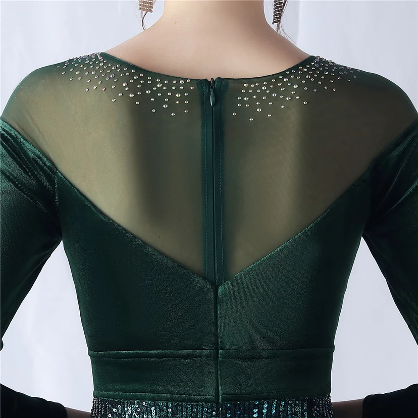 Long-Sleeved Fishtail Evening Dress High-End Atmosphere Elegant Banquet Temperament Velvet Aura Queen view 24