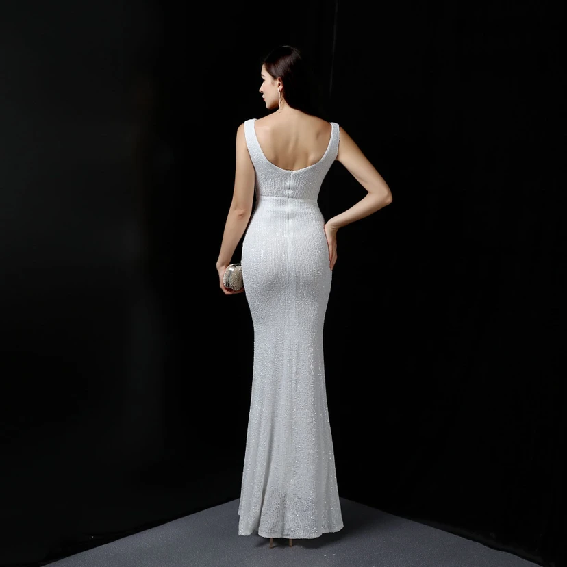 Robe de soirée élégante et longue sans manches à sequins Aura Queen, style banquet, coupe sirène. view 2