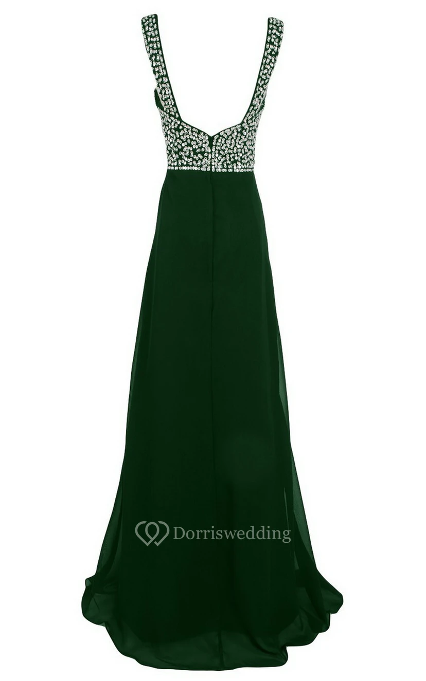 Sleeveless V-neck Empire Long Chiffon Gown view 9