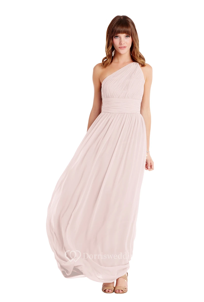 Floor-Length One-Shoulder Ruched Sleeveless Chiffon Muti-Color Convertible Bridesmaid Dress view 7
