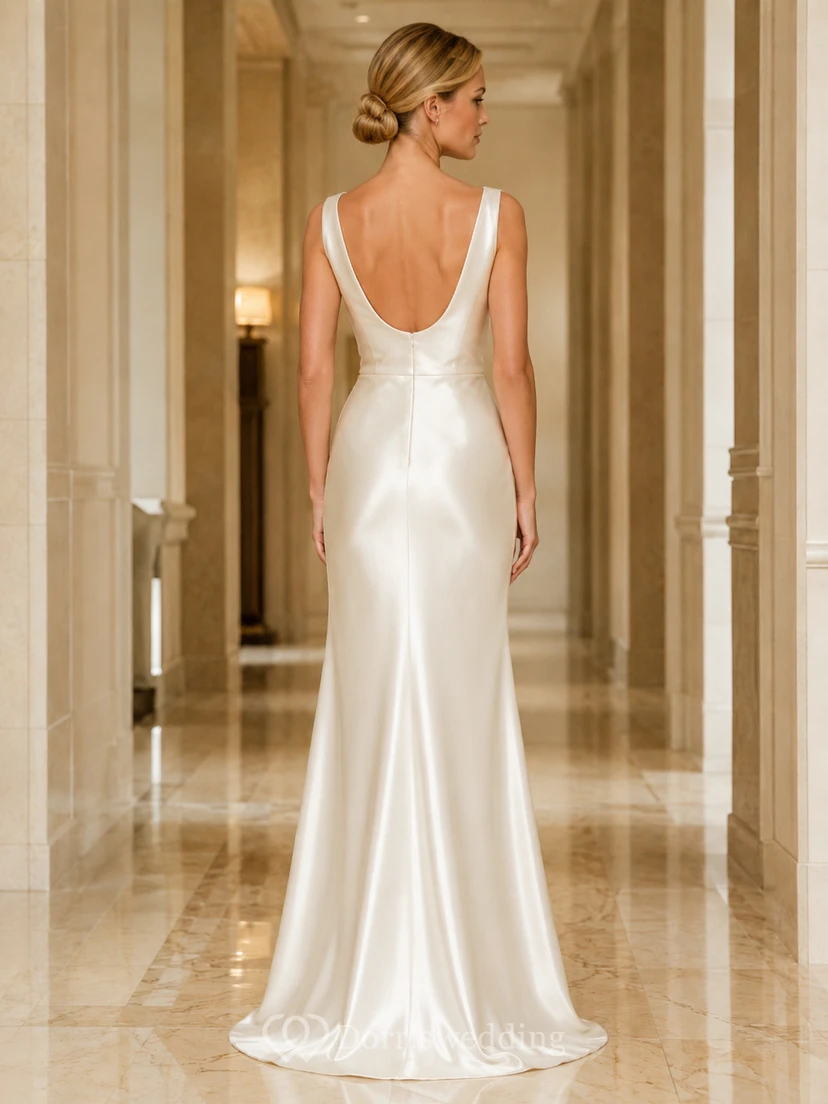 Abendkleid aus Satin in Perlmutt-Optik, elegant und mit Wasserfallausschnitt view 2