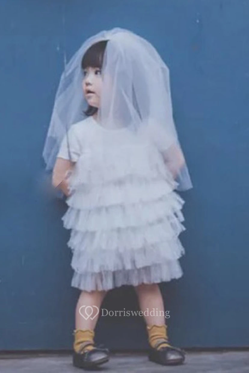 Double Layers Simple Style Tulle Flower Girl Veil view 3