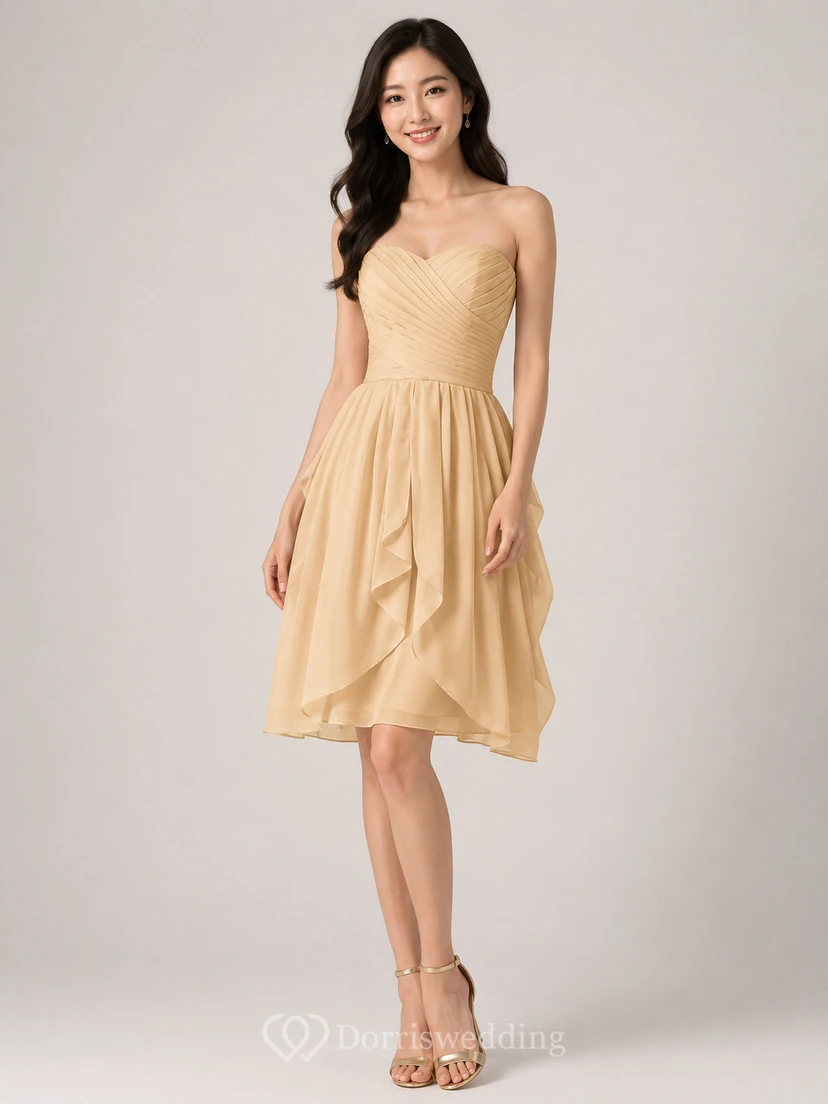 Sweetheart A-line Ruffled Short Chiffon Dress view 6
