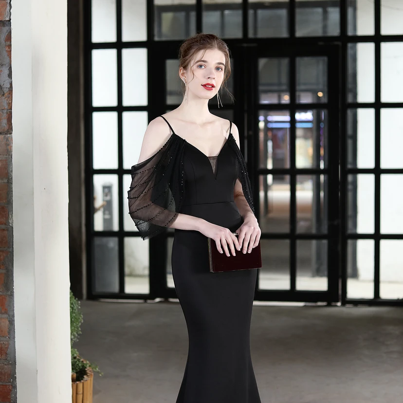 Toast Dress Bride Long Sling Thank You Banquet Slim Fishtail Skirt Wedding Car Model Exhibition Dress view 5