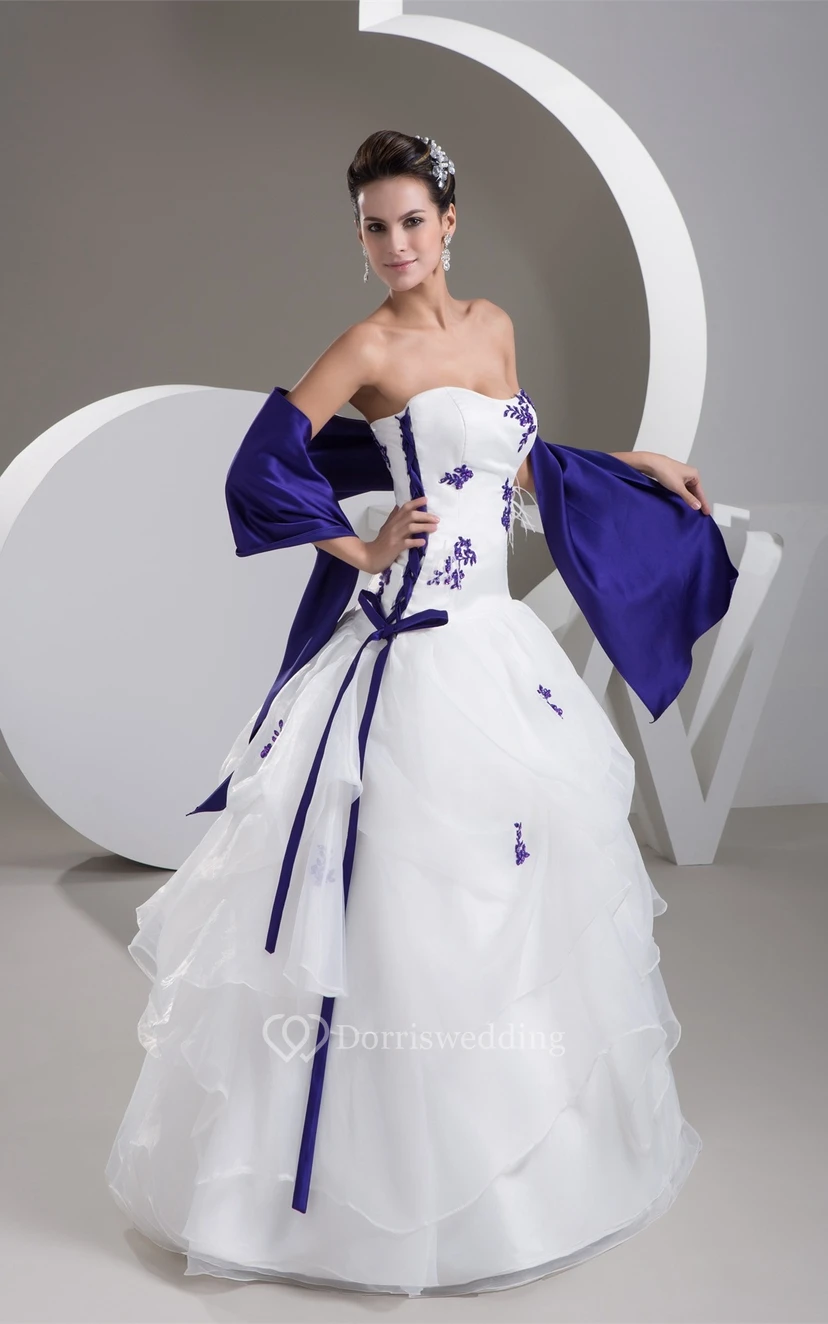 Sweetheart Ruffled Wrap and Ball-Gown With Lace view 7