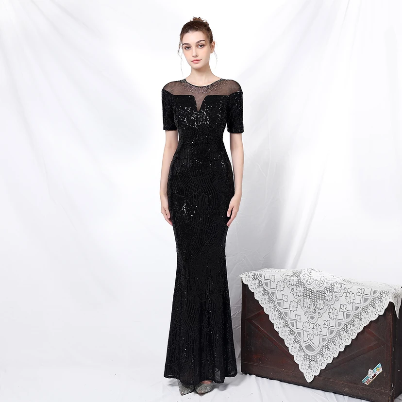 Elegantes, langärmeliges Paillettenkleid im Meerjungfrauenstil mit Meerjungfrauenschnitt – ein echter Hingucker! view 30