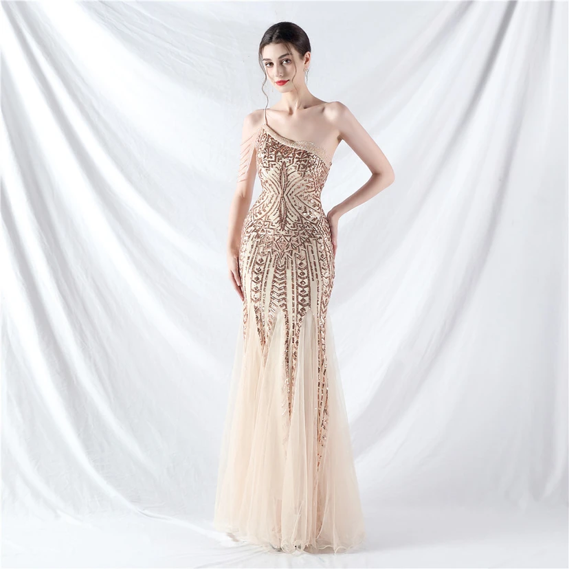 Robe de soirée haut de gamme ornée de perles de positionnement, de fleurs et de broderies en tulle. view 14
