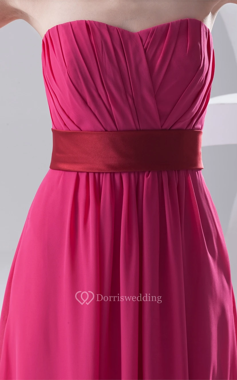 Strapless Long Chiffon Ruching and Dress With Pleats view 2