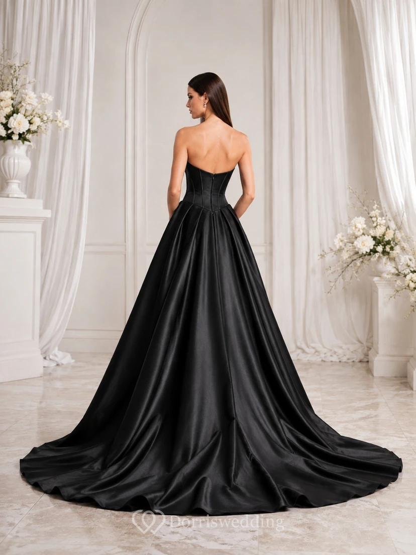 Black Ball Gown Strapless a Elegant Bridal Wedding Dress view 2