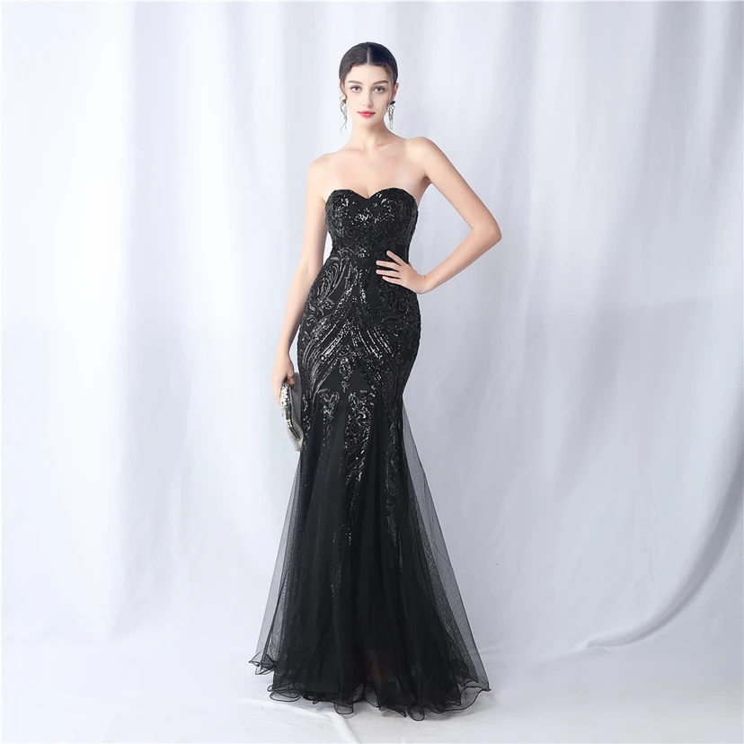 Positionierung Blumenschnitt Netz Pailletten Hochzeitsdinner Toast Party Abendkleid view 32