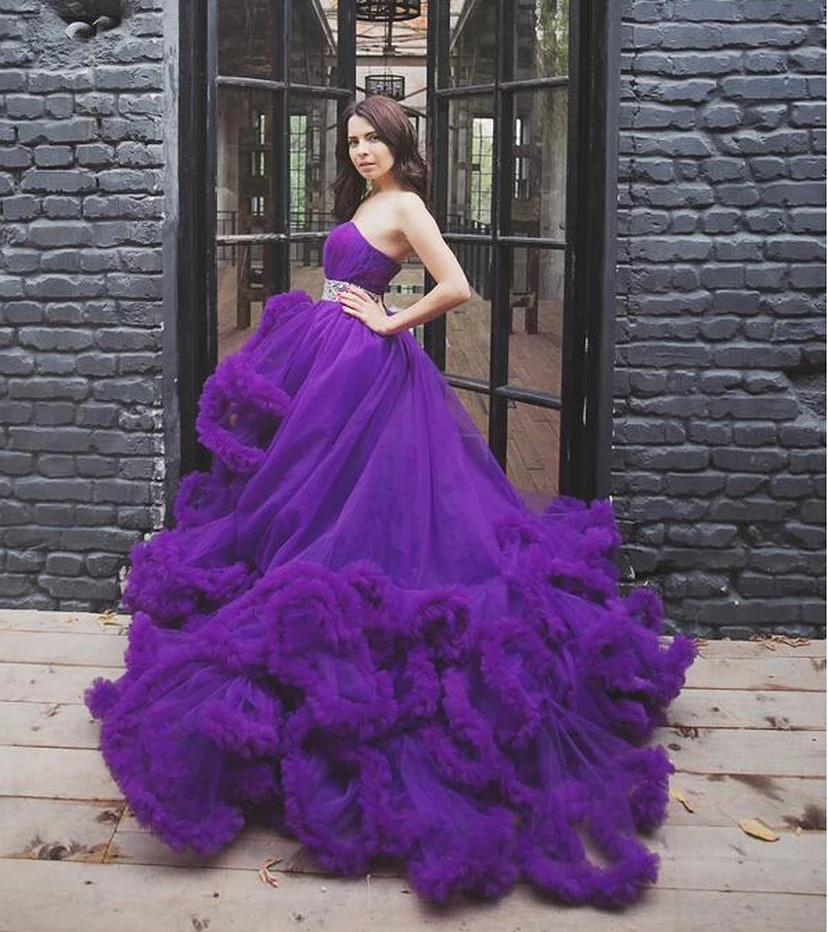 Glamorous Strapless Cloud Prom Dress Tulle Lace-Up view 2