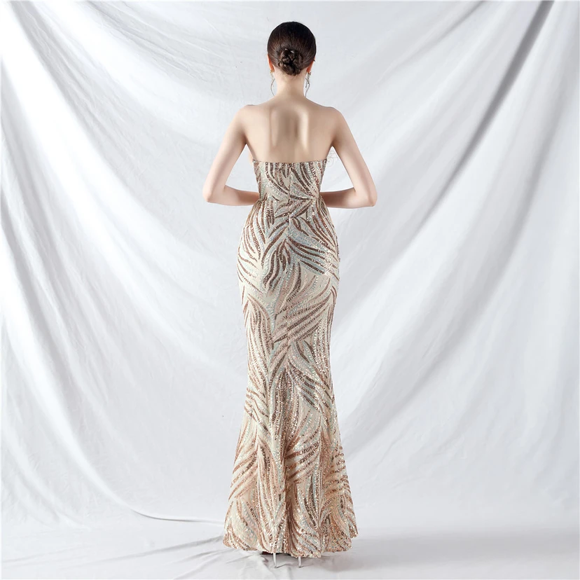 Double-Binding Rope-Binding Craft-Made Ostrich Feather Encrypted Laminated Beads High-End Evening Dress view 56