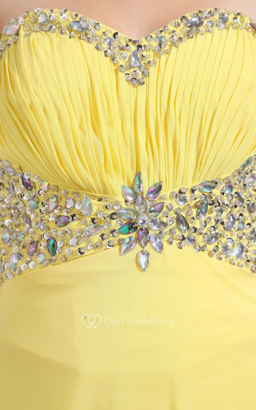 Adorable Chiffon Maxi Dress With Ruching and Beading view 5