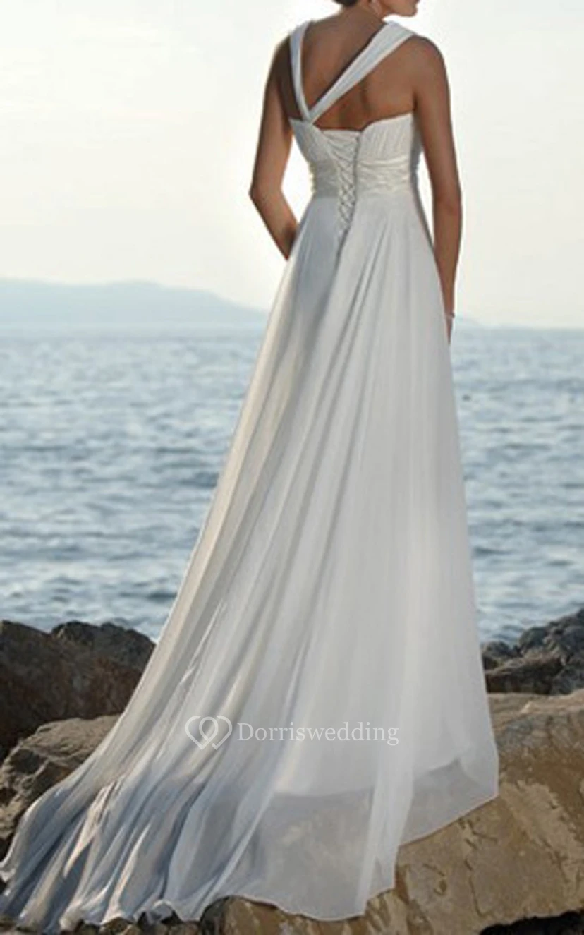 Lässiges Chiffonkleid mit asymmetrischen Trägern und Empire-Ausschnitt view 2