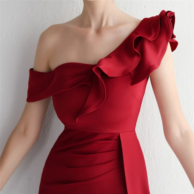 6 Farben One Shoulder Bankett Abendkleid Mode Party Langes Elegantes Schlankes Sexy Meerjungfrauenkleid view 18