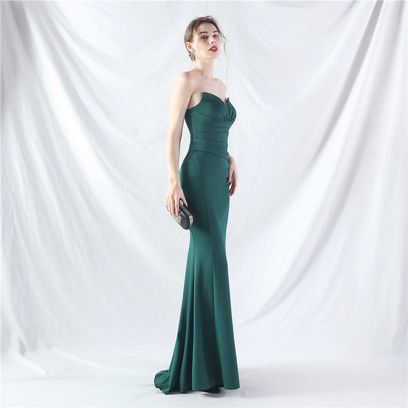 Craft Dress Sexy Off-Shoulder Wrapped Chest Satin Evening Dress view 28