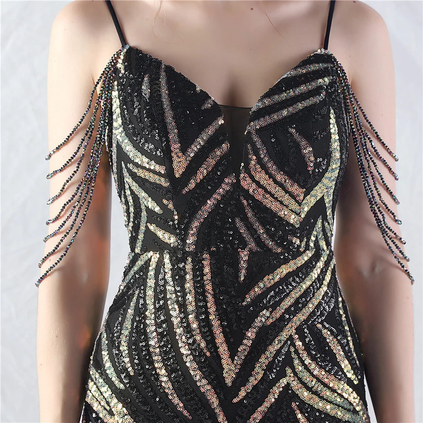 Layered Beads Spliced ​​Mesh High-End Evening Dress view 61