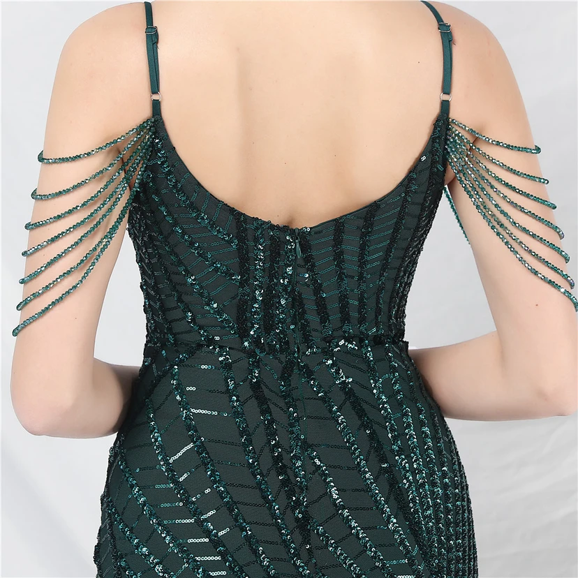 Robe de soirée ultra-résistante à rayures perlées et sequins view 66