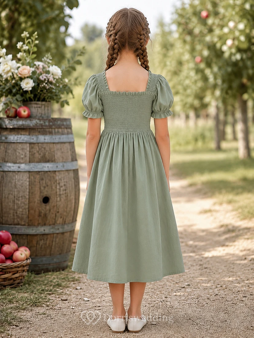 Einfaches ländliches Blumenmädchenkleid mit Tüllrock view 2