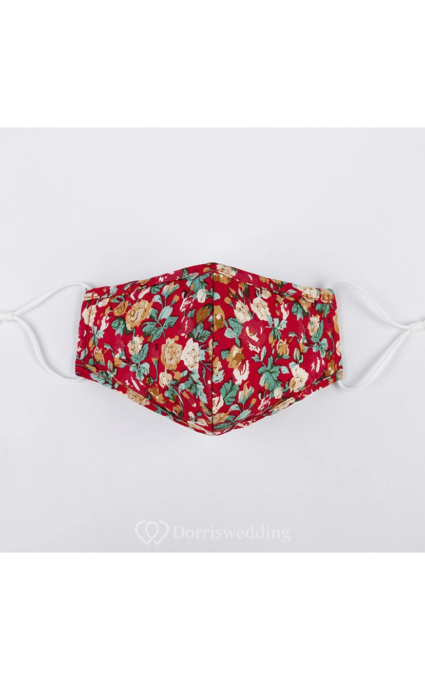 Non-medicial Cute Floral Patterned Cotton Washable Face Mask In 4 Colors view 5