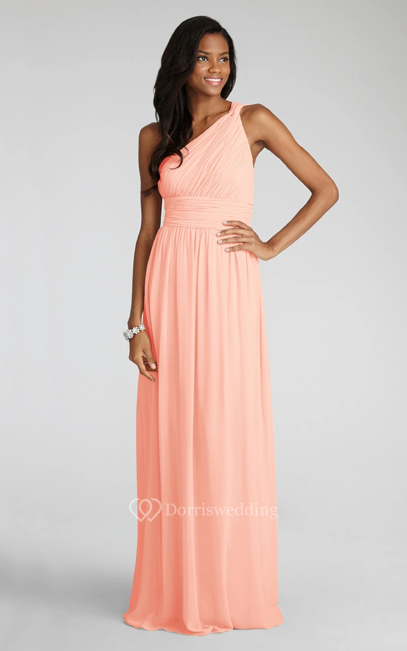 Long-Chiffon Modern One-Shoulder Dress With Ruching view 20