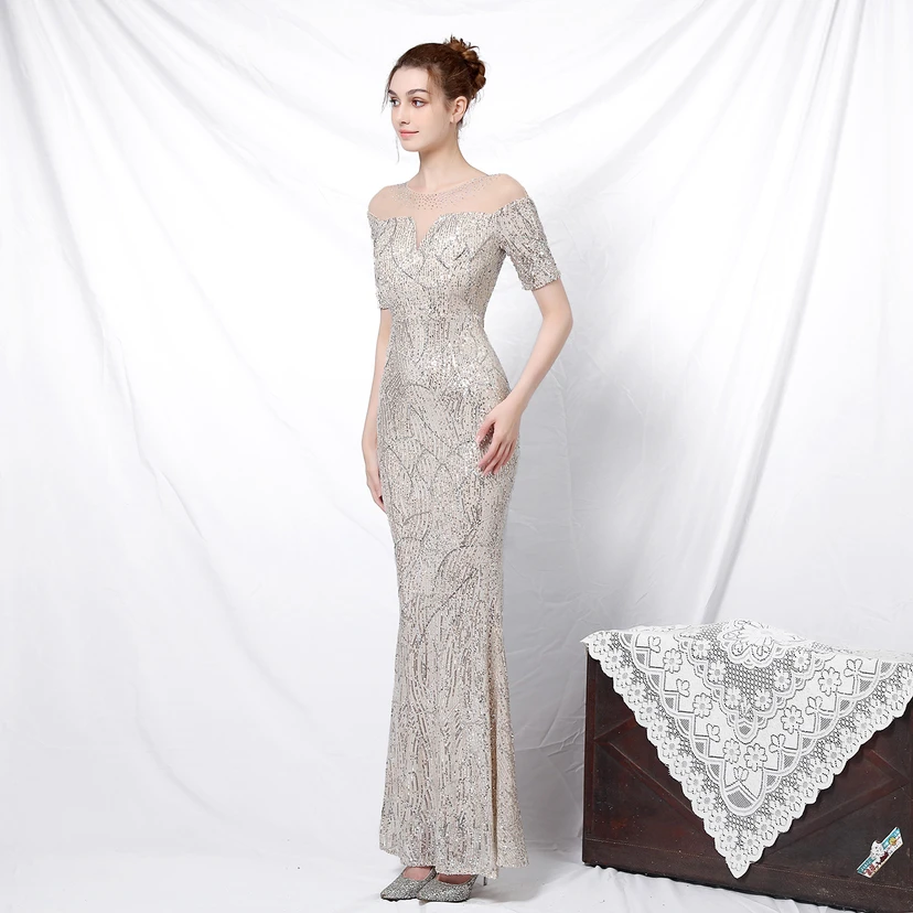 Elegantes, langärmeliges Paillettenkleid im Meerjungfrauenstil mit Meerjungfrauenschnitt – ein echter Hingucker! view 38