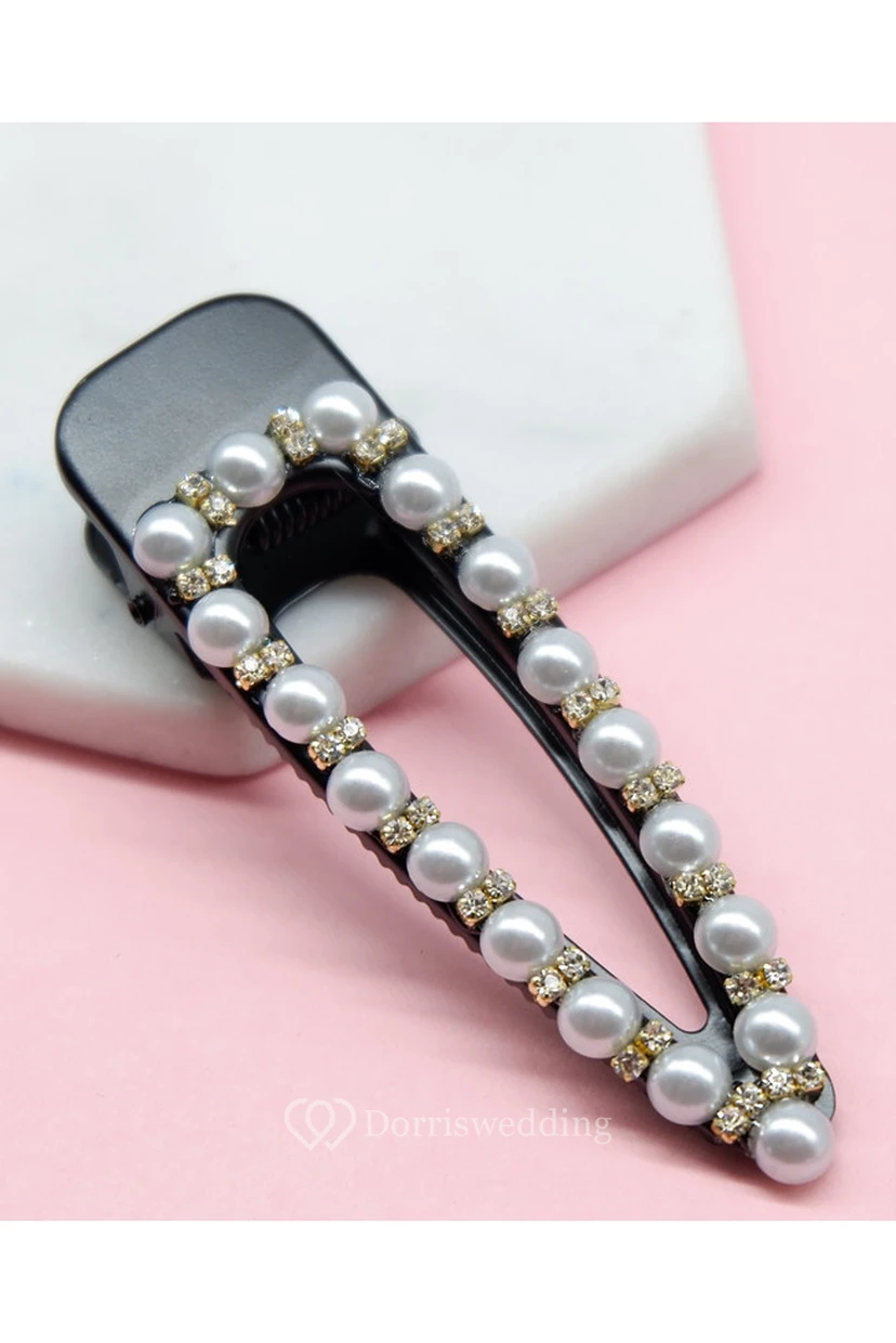 Koreanischer einfacher Haarclip in Schwarz, Gold und Silber view 3