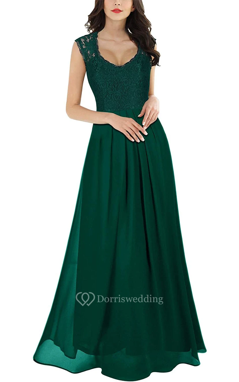 Casual Lace Chiffon Scalloped Sleeveless A Line Guest Dress With Ruffles view 6