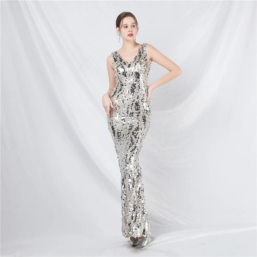 Robe de soirée longue à sequins irisés, nouvelle création view 18