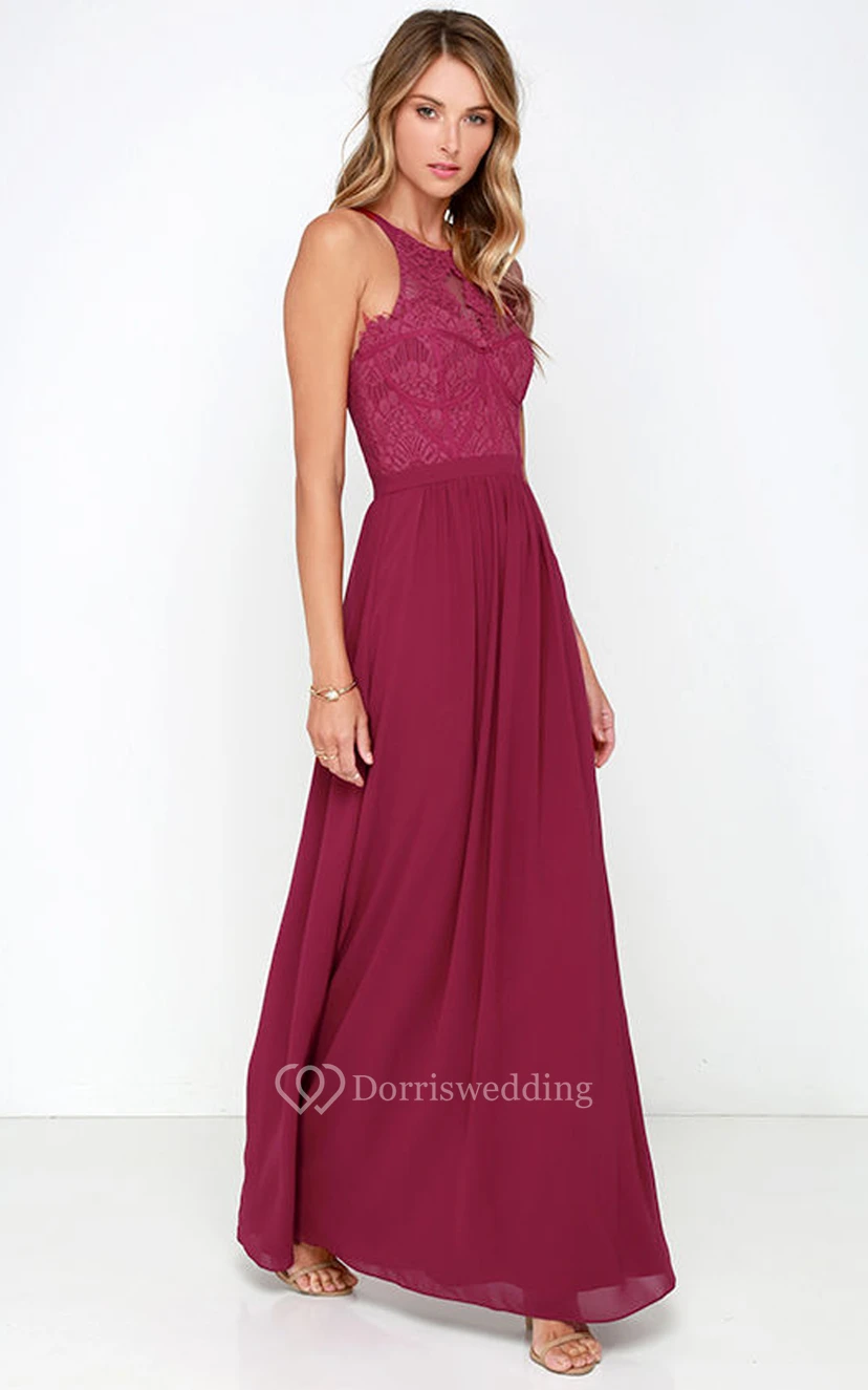 Sleeveless Chiffon Long Noble Dress With Lace Bodice view 6
