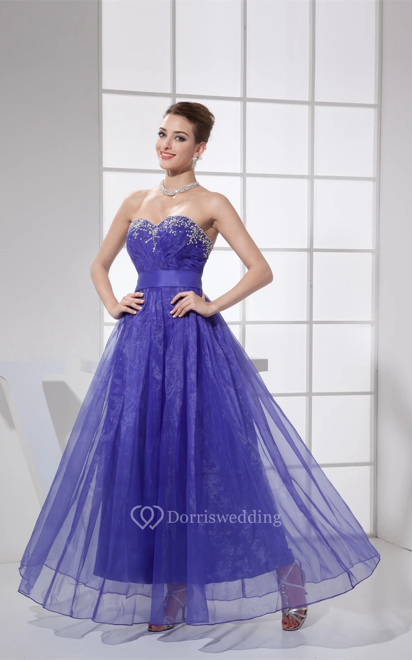 Sweetheart A-Line Criss-Cross Beading and Dress With Pleats view 4