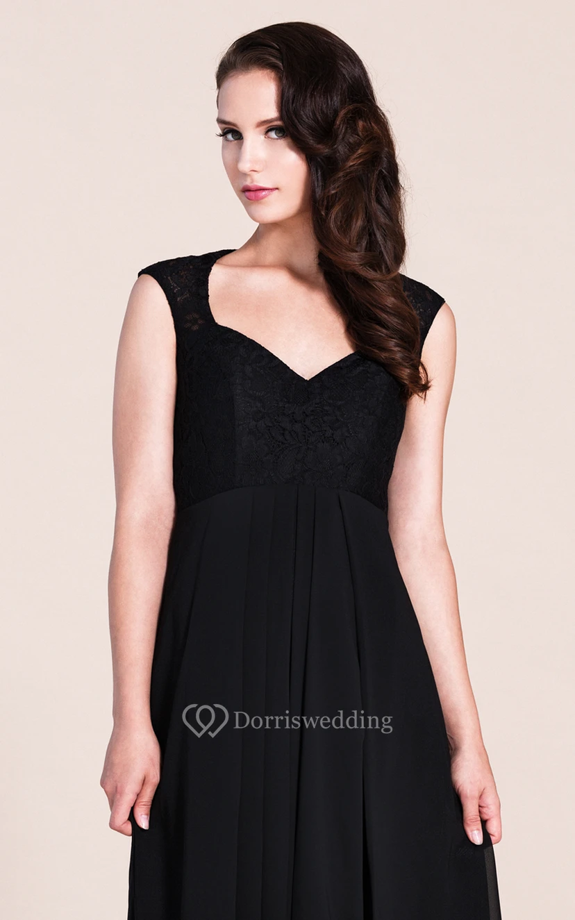 Cap-sleeved A-line Gown With Lace Bodice view 6