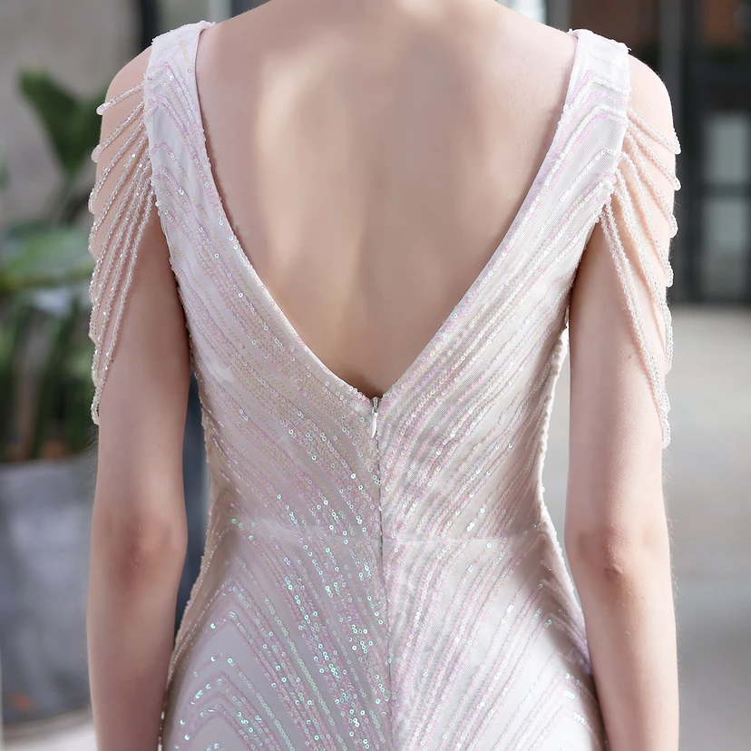 Paillettenbesetztes Meerjungfrauenkleid für Auftritte, Internet-Promi-Events, Bankette, Automodelle, Etikette, Abendkleid view 41